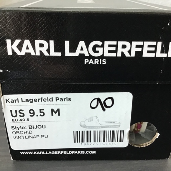KARL LAGERFELD PARIS Women's Bijou Embellished Slide Sandals, size 9.5 - Picture 10 of 10